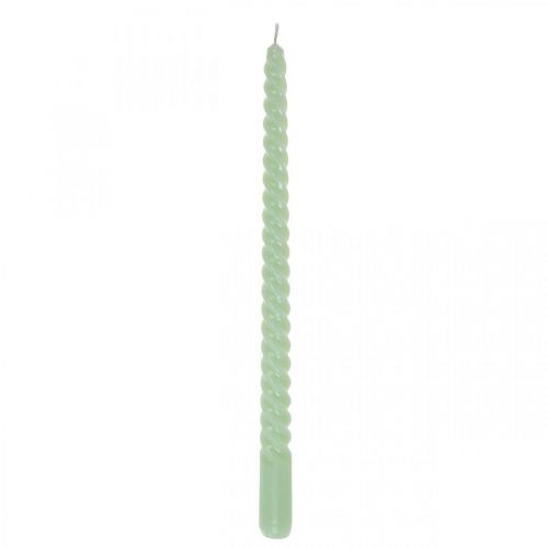 Floristik24 Velas retorcidas velas en espiral verde menta Ø2.2cm H30cm 2pcs