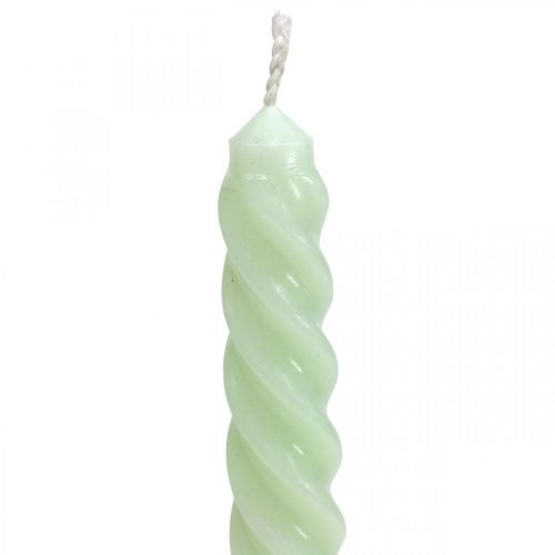 Floristik24 Velas retorcidas velas en espiral verde menta Ø2.2cm H30cm 2pcs