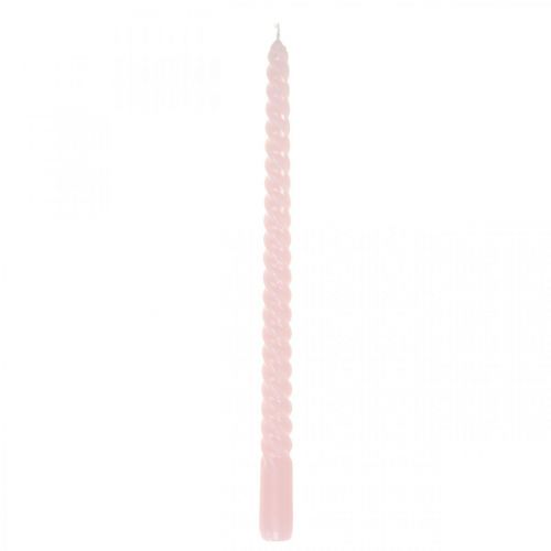 Floristik24 Velas retorcidas velas en espiral rosa Ø2.2cm H30cm 2pcs