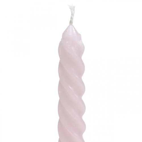 Floristik24 Velas retorcidas velas en espiral rosa Ø2.2cm H30cm 2pcs