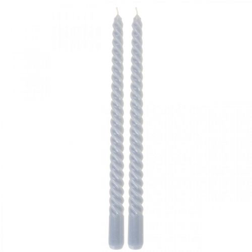 Velas retorcidas velas cónicas azul claro Ø2.2cm H30cm 2pcs