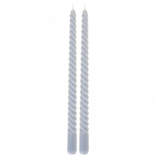 Velas retorcidas velas cónicas azul claro Ø2.2cm H30cm 2pcs