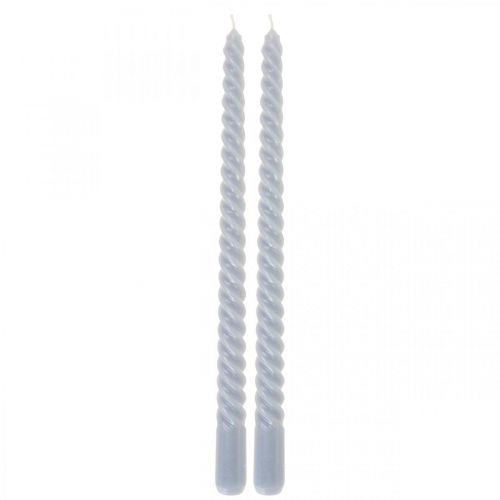 Floristik24 Velas retorcidas velas cónicas azul claro Ø2.2cm H30cm 2pcs