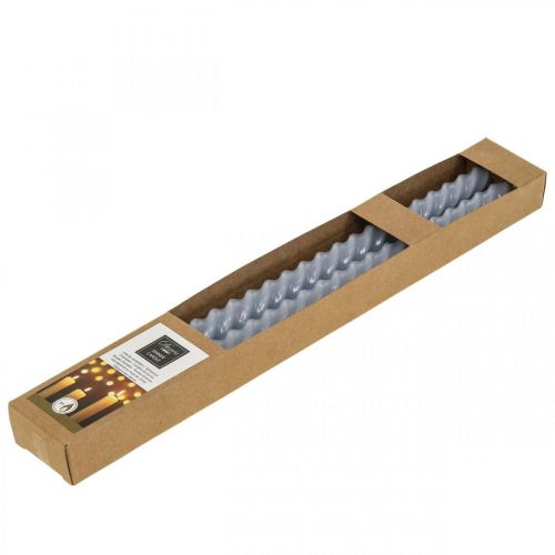 Floristik24 Velas retorcidas velas cónicas azul claro Ø2.2cm H30cm 2pcs
