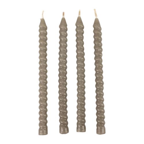 Floristik24 Velas retorcidas velas en espiral gris verde Ø1,4cm H18cm 4ud