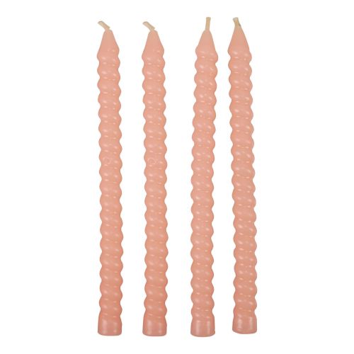 Floristik24 Velas retorcidas velas en espiral rosa claro Ø1,4cm H18cm 4ud