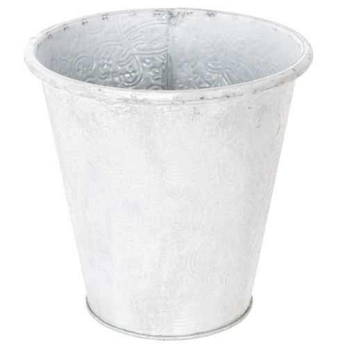 Floristik24 Maceta ornamental, maceta de metal, blanca, Ø18,5 cm, H18 cm