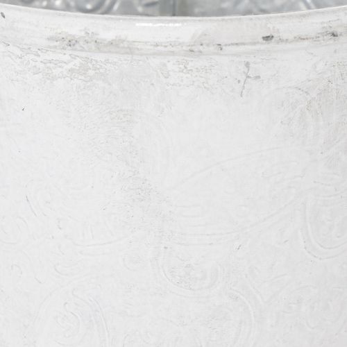 Artículo Maceta ornamental, maceta de metal, blanca, Ø18,5 cm, H18 cm