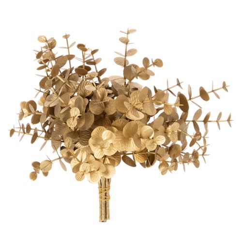 Planta artificial de eucalipto, rama decorativa color dorado para decoración de mesa, 24 cm.