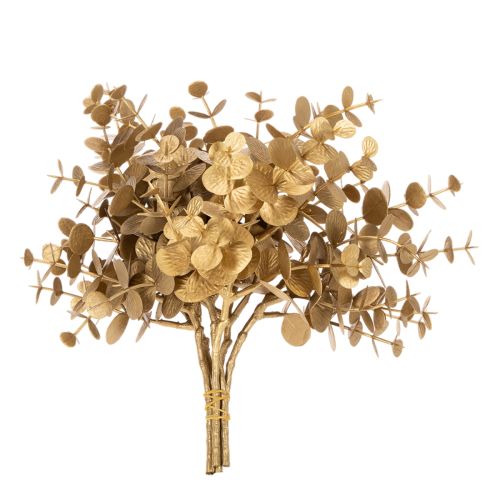 Planta artificial de eucalipto, rama decorativa color dorado para decoración de mesa, 24 cm. | Floristik24.es