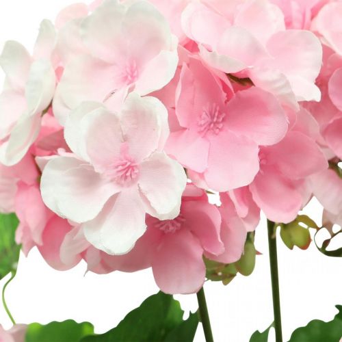 Artículo Flor artificial de geranio Arbusto de geranio rosa artificial 7 flores Al.38cm