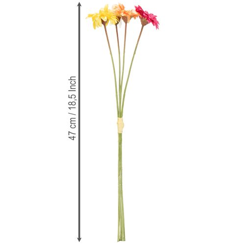 Artículo Ramo de flores de gerbera artificiales para decoración fresca y de fácil cuidado 47 cm 32 piezas