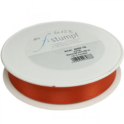 Artículo Cinta de regalo y decoración Cinta de seda naranja 25mm 50m