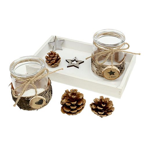 Floristik24 Bandeja set de regalo con vasos candelita