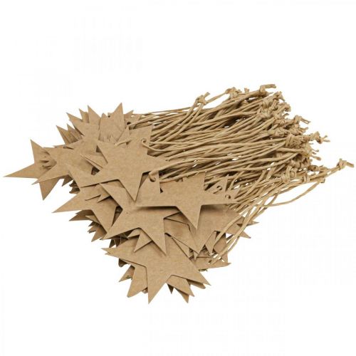 Artículo Etiquetas regalo navidad estrella marrón papel Ø5.5cm 100p
