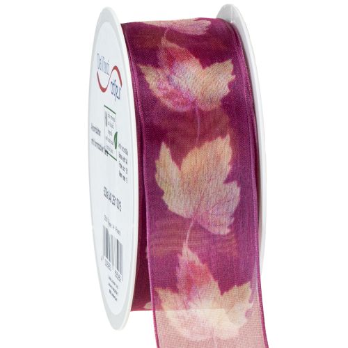 Cinta de regalo hojas de arce cinta morada otoño 40mm 15m