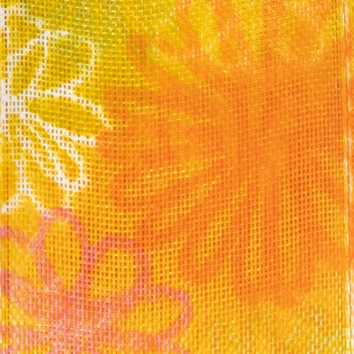 Artículo Cinta de regalo, cinta de organza floral, amarillo/naranja, 25 mm x 18 m