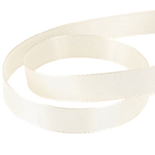 Artículo Cinta de regalo, cinta decorativa, cinta de tafetán color crema, 15 mm, 50 m