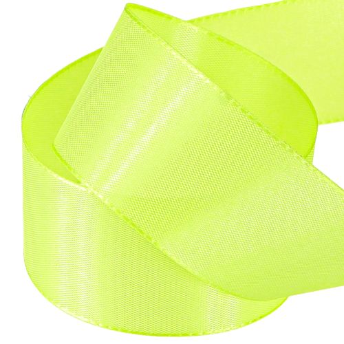 Artículo Cinta de regalo decorativa con orillo verde lima 40 mm 50 m