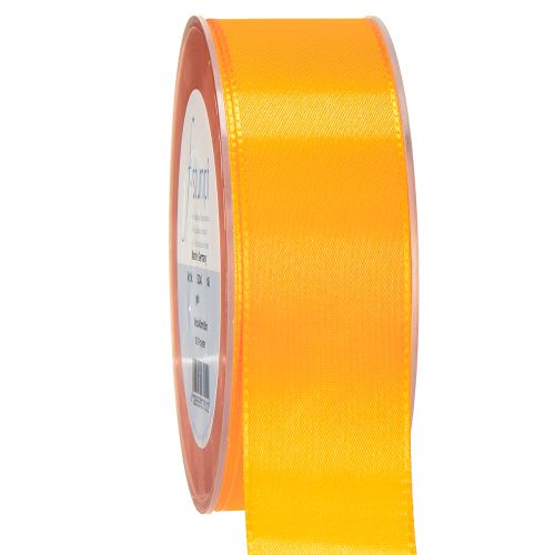 Floristik24 Cinta de regalo decorativa, cinta de seda naranja, 40 mm, 50 m