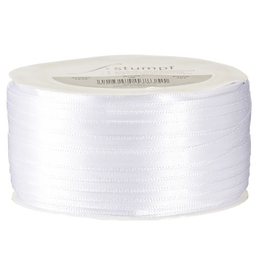 Artículo Cinta de regalo, cinta decorativa, cinta de raso blanca, 6 mm, 50 m