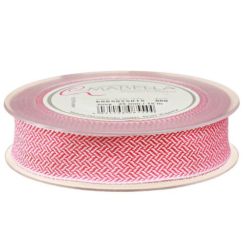 Artículo Cinta de regalo cinta con motivo de espiga blanco rosa 25mm 15m