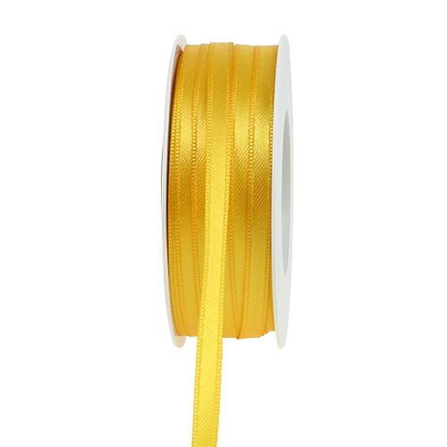 Artículo Cinta decorativa estrecha de tafetán, cinta de regalo amarilla de 6 mm, 50 m