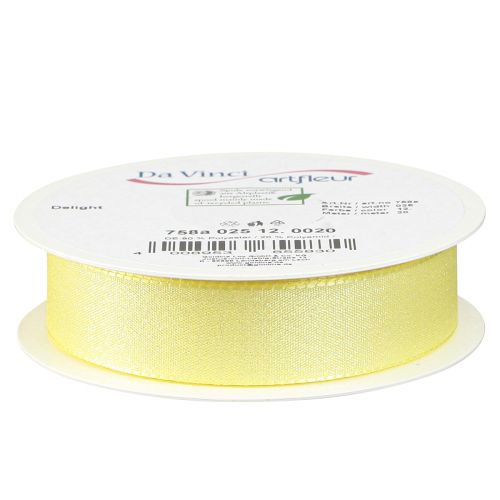 Artículo Cinta de regalo cinta decorativa de mica amarilla brillante 25mm 20m