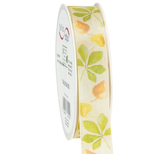 Cinta de regalo hojas de otoño verdes cinta decorativa otoño 25mm 20m