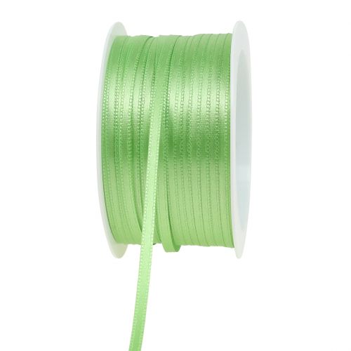 Cinta de raso para regalo, color verde claro, doble raso, 3 mm, 50 m