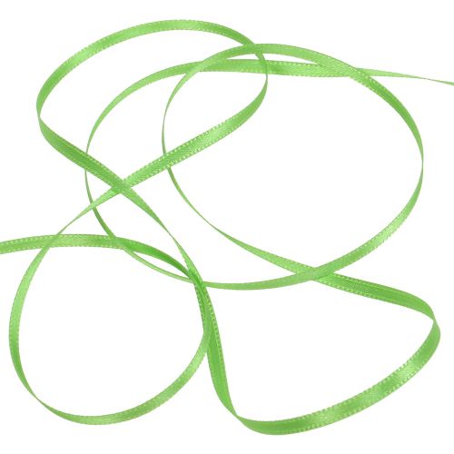 Artículo Cinta de raso para regalo, color verde claro, doble raso, 3 mm, 50 m