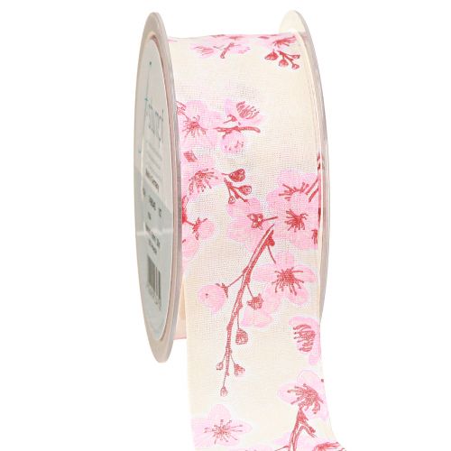 Floristik24 Cinta de regalo cinta de tela flor de cerezo Hanami 40mm 20m