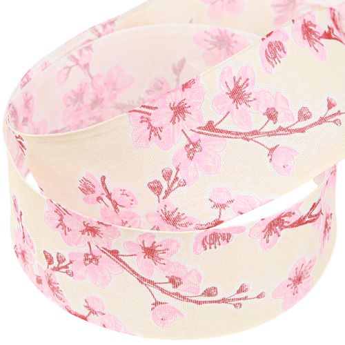 Artículo Cinta de regalo cinta de tela flor de cerezo Hanami 40mm 20m