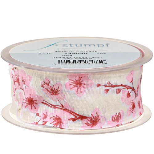 Artículo Cinta de regalo cinta de tela flor de cerezo Hanami 40mm 20m