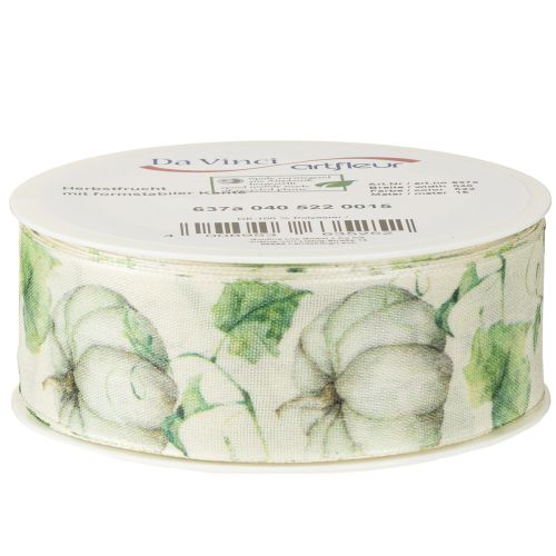 Artículo Cinta de regalo cinta calabaza verde otoño 40mm 15m