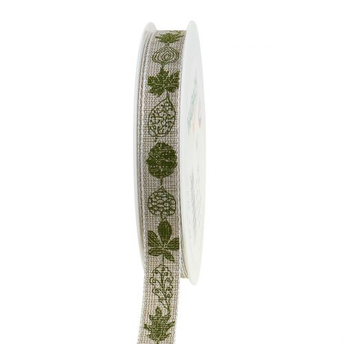Floristik24 Cinta de regalo para la decoración Herbstmotiv verde 15mm 20m
