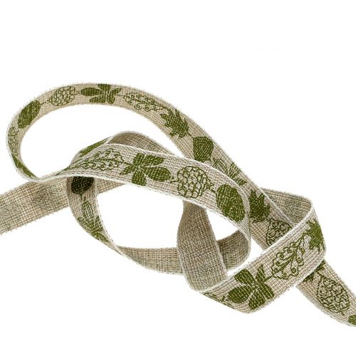 Floristik24 Cinta de regalo para la decoración Herbstmotiv verde 15mm 20m
