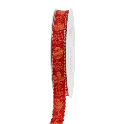 Floristik24 Cinta de regalo para la decoración Herbstmotiv Rojo 15mm 20m