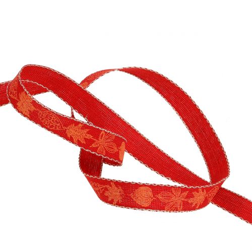 Floristik24 Cinta de regalo para la decoración Herbstmotiv Rojo 15mm 20m