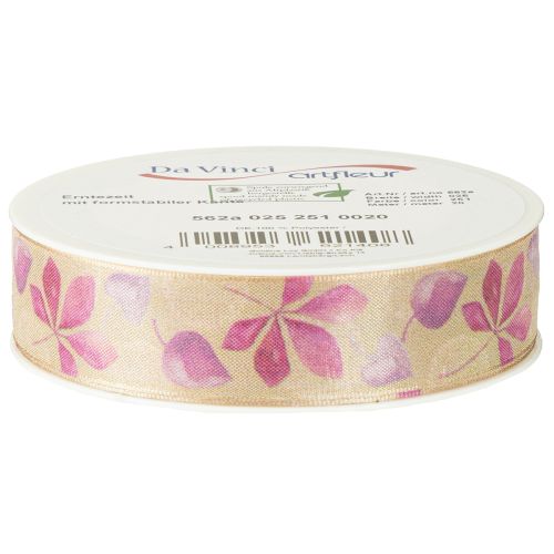 Artículo Cinta de regalo hojas de otoño moradas cinta decorativa otoño 25mm 20m