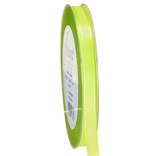 Floristik24 Cinta de regalo, cinta decorativa verde lima, cinta de raso, 8 mm, 50 m