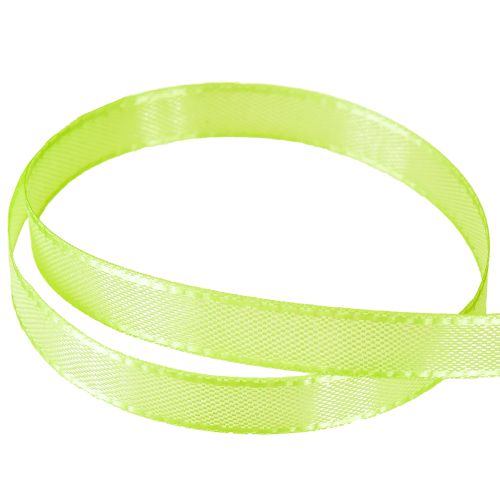 Artículo Cinta de regalo, cinta decorativa verde lima, cinta de raso, 8 mm, 50 m