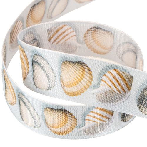 Artículo Cinta de regalo decoración marítima conchas azul 25mm 15m