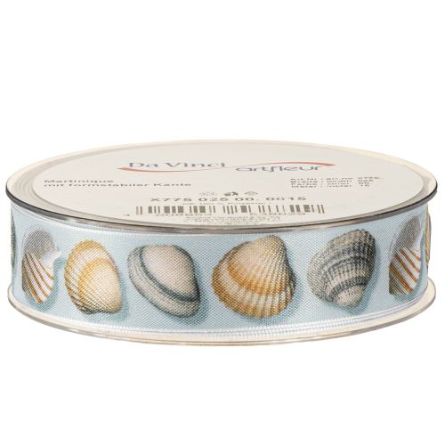 Artículo Cinta de regalo decoración marítima conchas azul 25mm 15m
