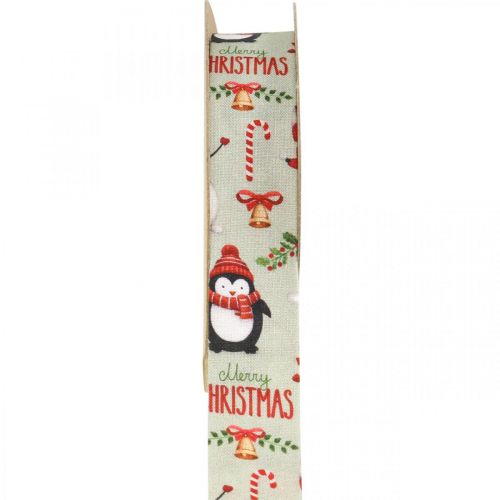 Floristik24 Cinta de regalo Feliz Navidad pinguinos Cinta navideña 25mm 8m