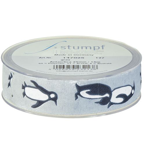 Artículo Cinta de regalo pingüinos cinta navideña tela 25mm 15m