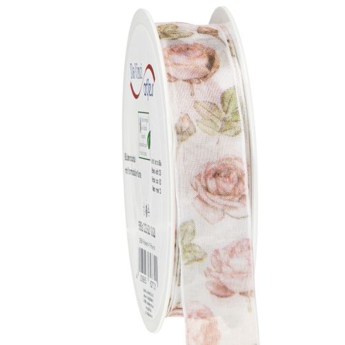Cinta de regalo rosas cinta de organza con flores 25mm 20m