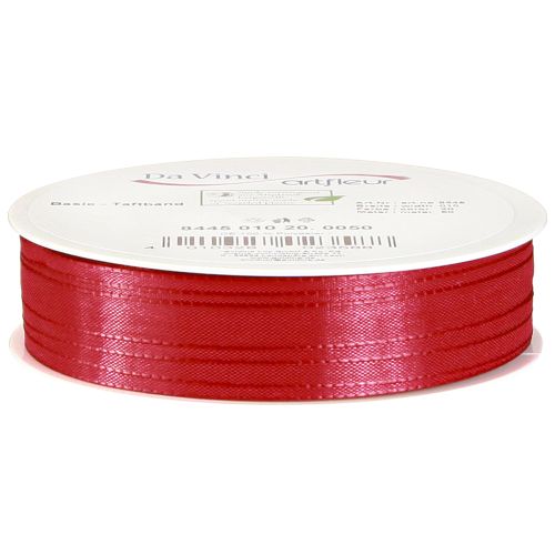 Artículo Cinta de regalo, cinta decorativa roja, cinta de tafetán, rojo claro, 10 mm, 50 m