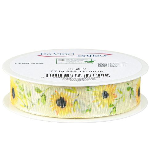 Artículo Cinta de regalo cinta de seda girasol amarillo 25mm 18m