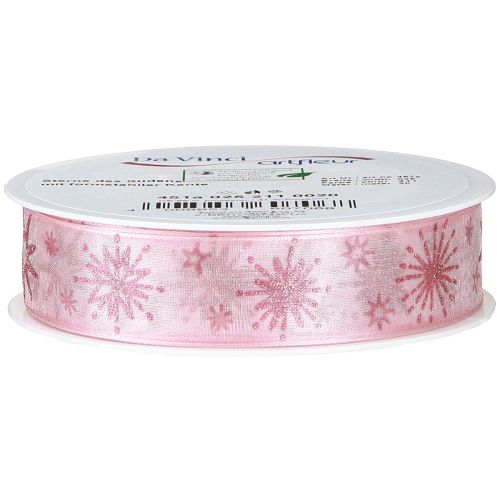 Artículo Cinta de regalo estrellas cinta navideña rosa 25mm 20m